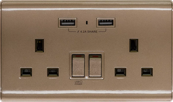 【銅啡色】 USB 孖蘇《4.2A》色彩系列