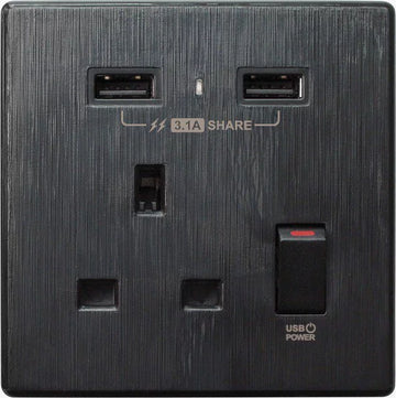 【牆紙紋黑色】 USB 單蘇《3.1A》