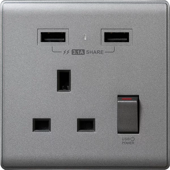 【碳灰】 USB 單蘇《3.1A》色彩系列