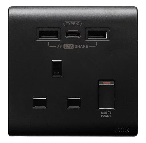 3.1A Type C/USB電制 (單蘇) (碳黑)