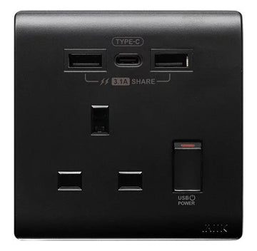 3.1A Type C/USB電制 (單蘇) (碳黑)