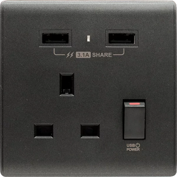 【碳黑】 USB 單蘇《3.1A》色彩系列