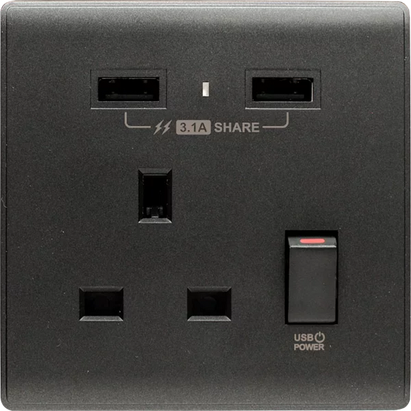 【碳黑】 USB 單蘇《3.1A》色彩系列