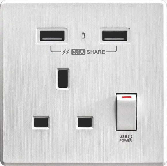 【牆紙紋白色】 USB 單蘇《3.1A》