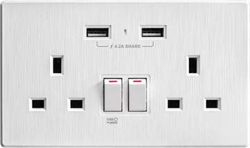 【牆紙紋白色】 USB 孖蘇《4.2A》