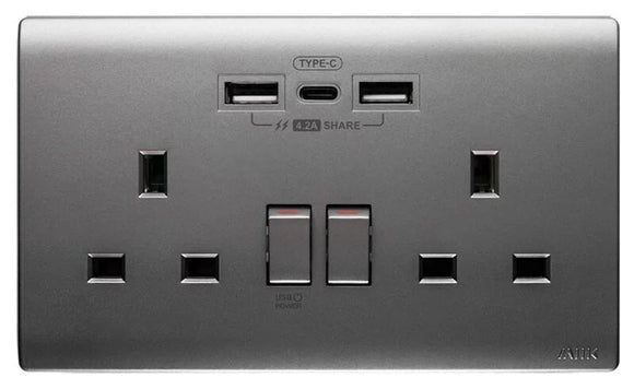 4.2A Type-C/USB 孖蘇電制 (碳灰)