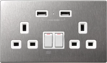 【不銹鋼白色】 USB 孖蘇 《4.2A》