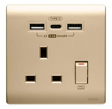 3.1A Type C/USB電制 (單蘇) (香濱金)