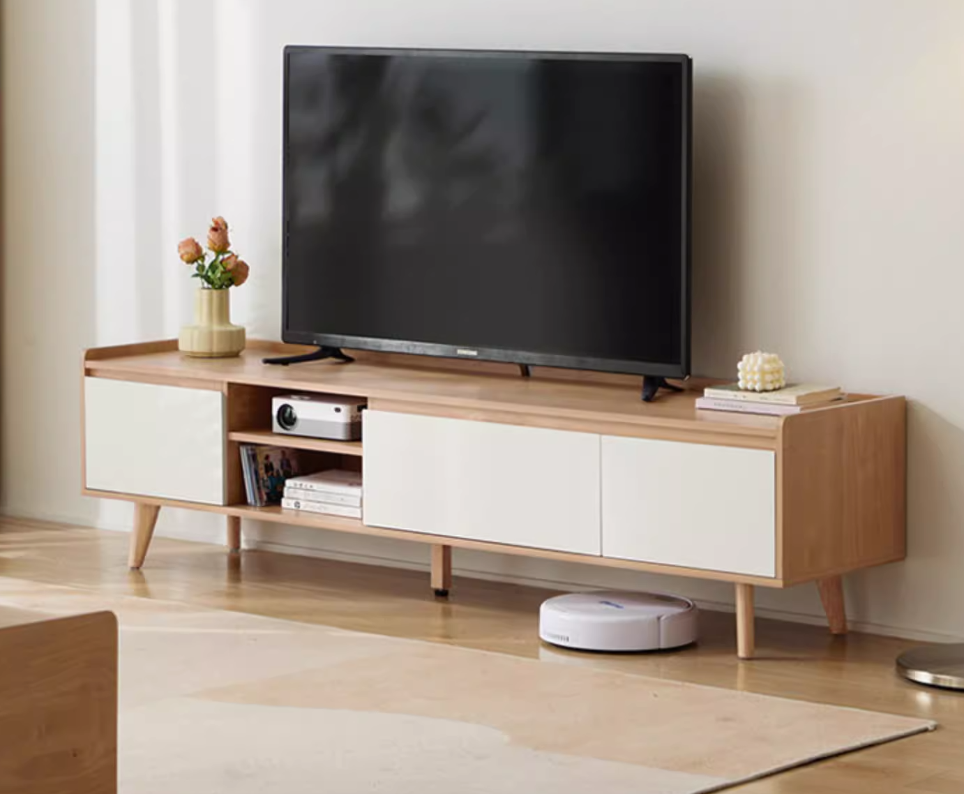 Birchwood 原木風實木腳雙門電視櫃 TV Cabinet