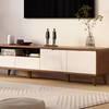Solid Wood Frame Walnut Color White TV Cabinet 180cm