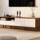 Solid Wood Frame Walnut Color White TV Cabinet 180cm
