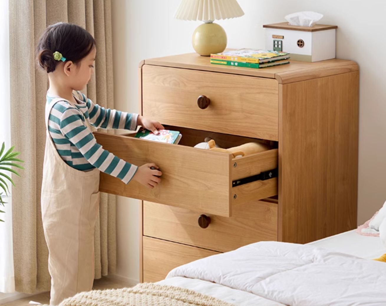 Moda 實木紅橡木兒童斗門抽屜 Bedroom Cabinet