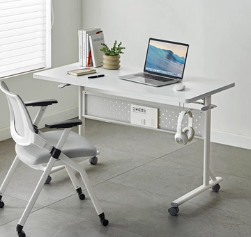 Edista 白色簡約手動升降桌 - 0