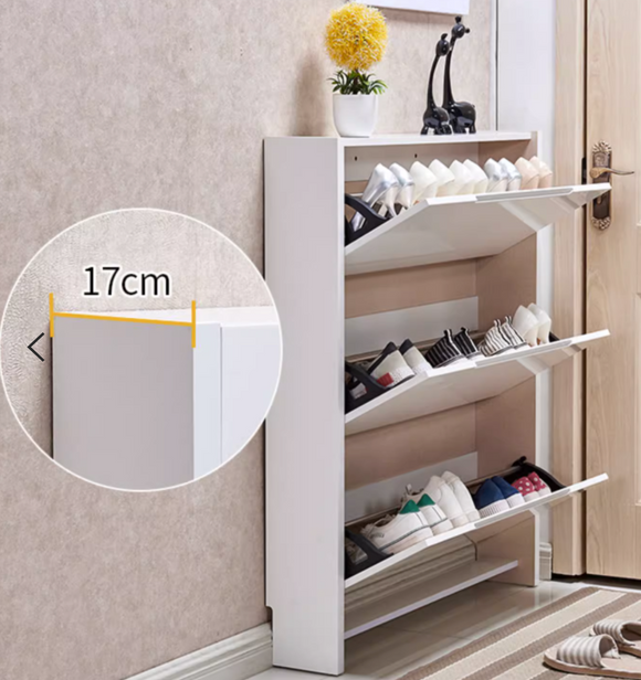 Abito 亮光白翻門鞋櫃