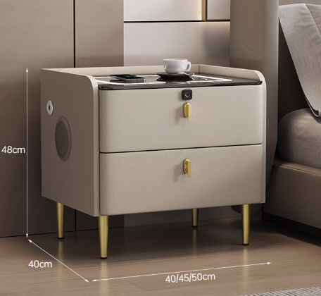 Helle 實木智慧床頭櫃