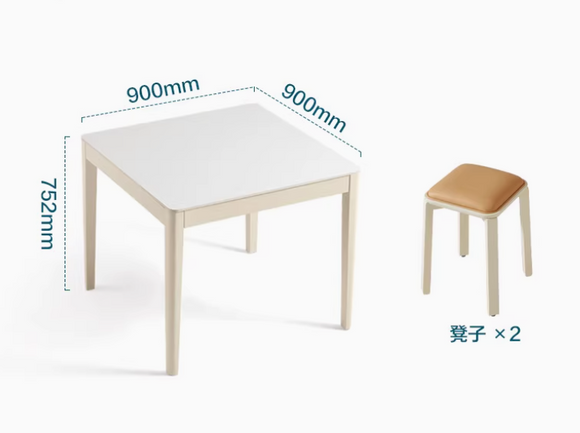 Pohja 小戶型實木腳岩板餐桌椅