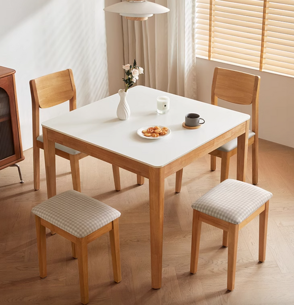 Pohja 小戶型實木腳岩板餐桌椅