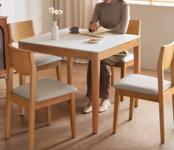 Pohja 小戶型實木腳岩板餐桌椅