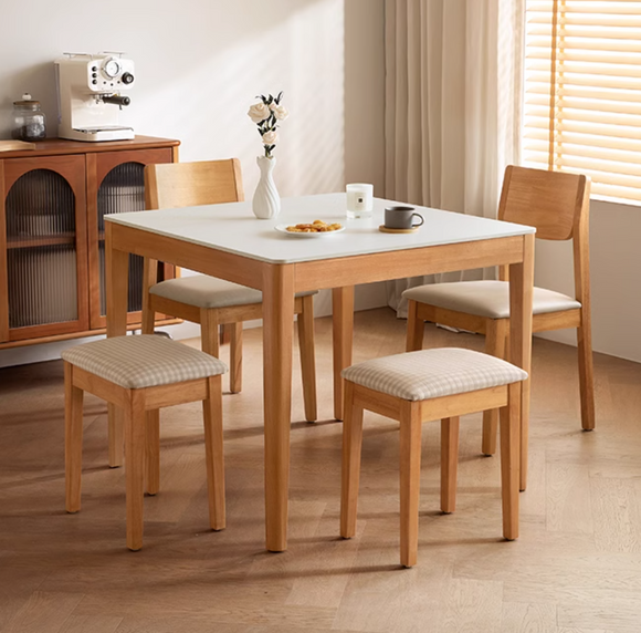 Pohja 小戶型實木腳岩板餐桌椅