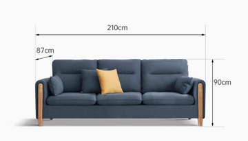 Buy 布藝亞麻灰 WOODLY 三人位實木沙發