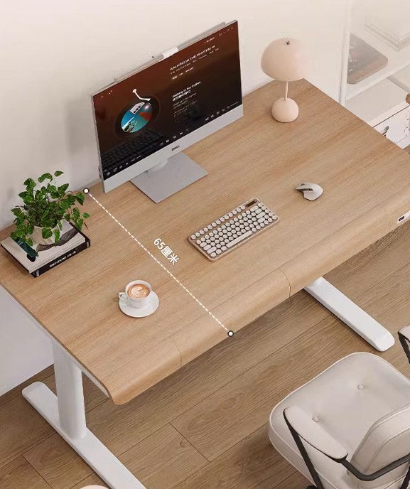 原木風 - 附抽屜升降書桌