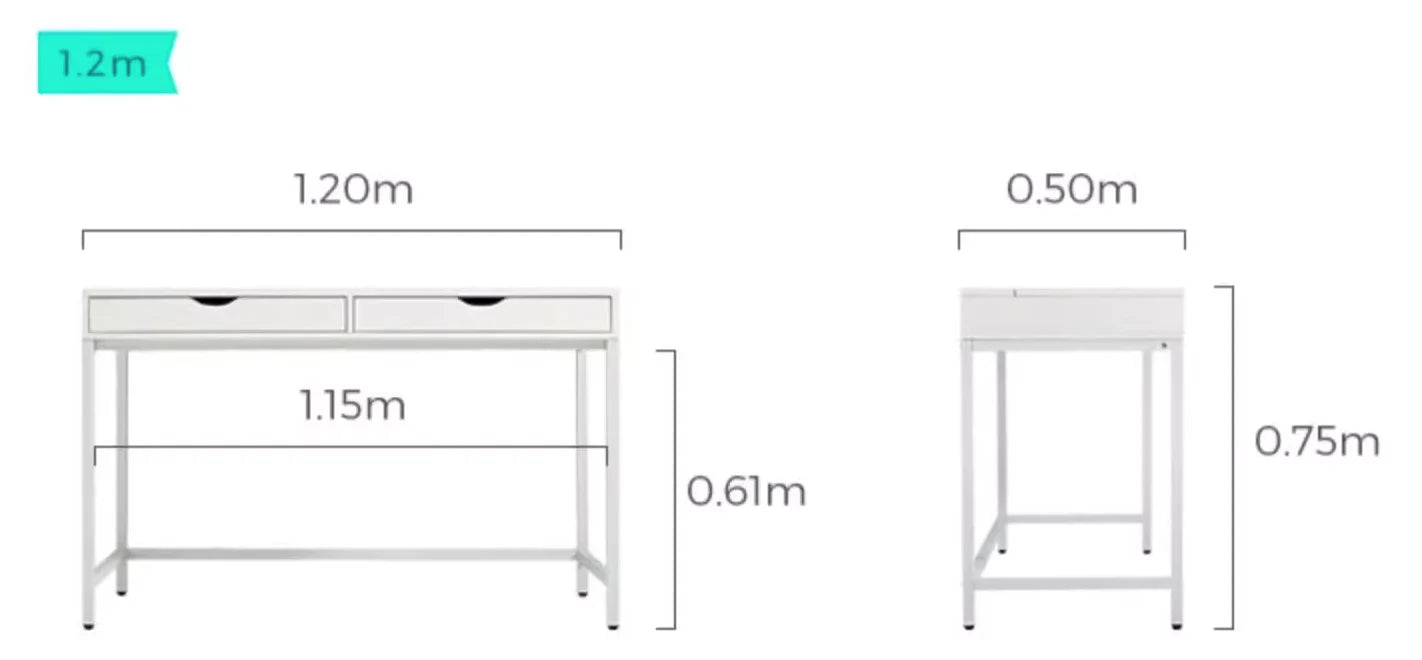 Dynamo 白色家用雙抽屜書桌
