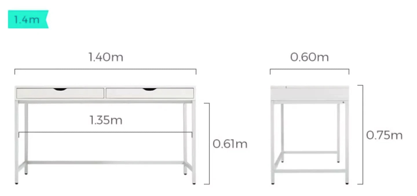 Dynamo 白色家用雙抽屜書桌