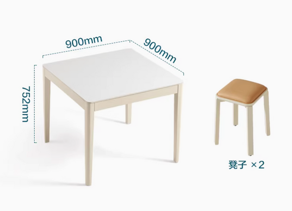 Pohja 小戶型實木腳岩板餐桌椅