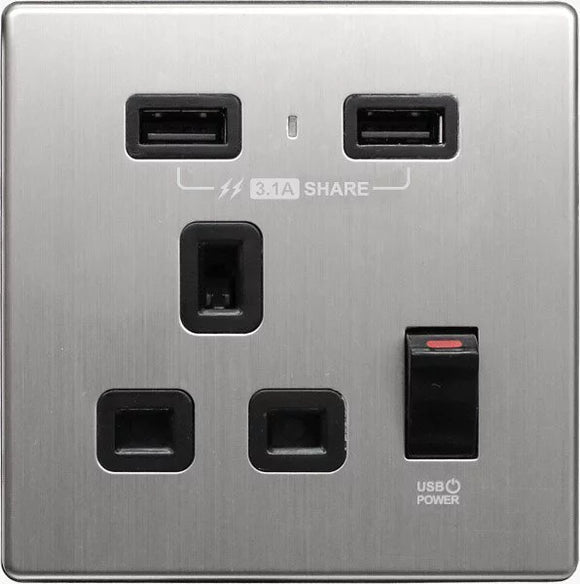 【不銹鋼黑色】 USB 單蘇《3.1A》