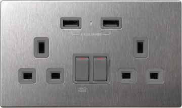 【不銹鋼灰色】 USB 孖蘇 《4.2A》