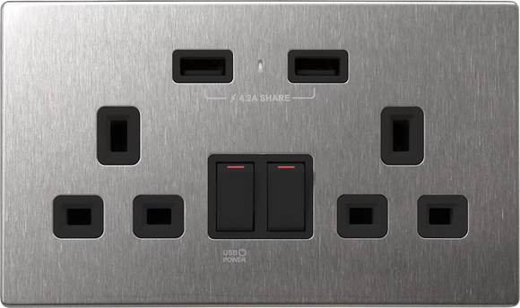 【不銹鋼黑色】 USB 孖蘇 《4.2A》