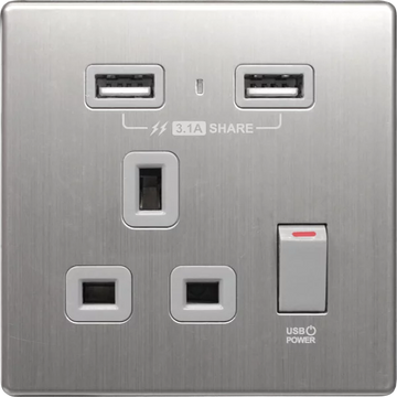 【不銹鋼灰色】 USB 單蘇《3.1A》