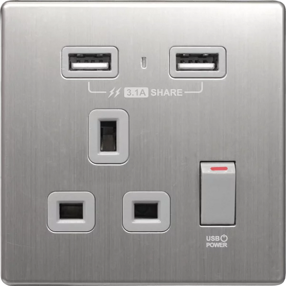【不銹鋼灰色】 USB 單蘇《3.1A》