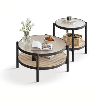 YH001 Tavoli Solid Wood Round Coffee Table Set