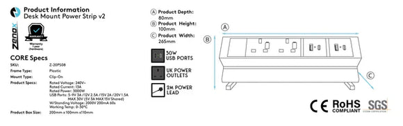 Zenox 夾式拖板 v2 (30W USB-A+C x 2)