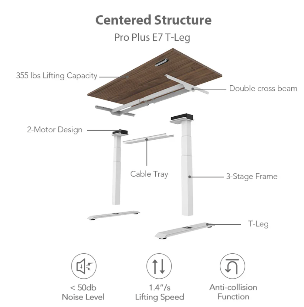 PRO V STANDING DESK-Walnut_White (E7-02W)