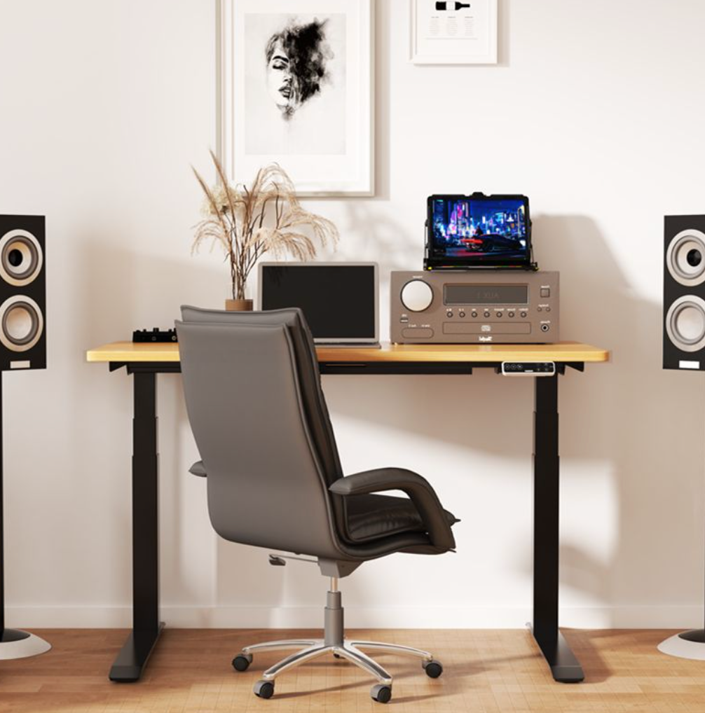 PRO V STANDING DESK-Walnut_Black (E7-02B)