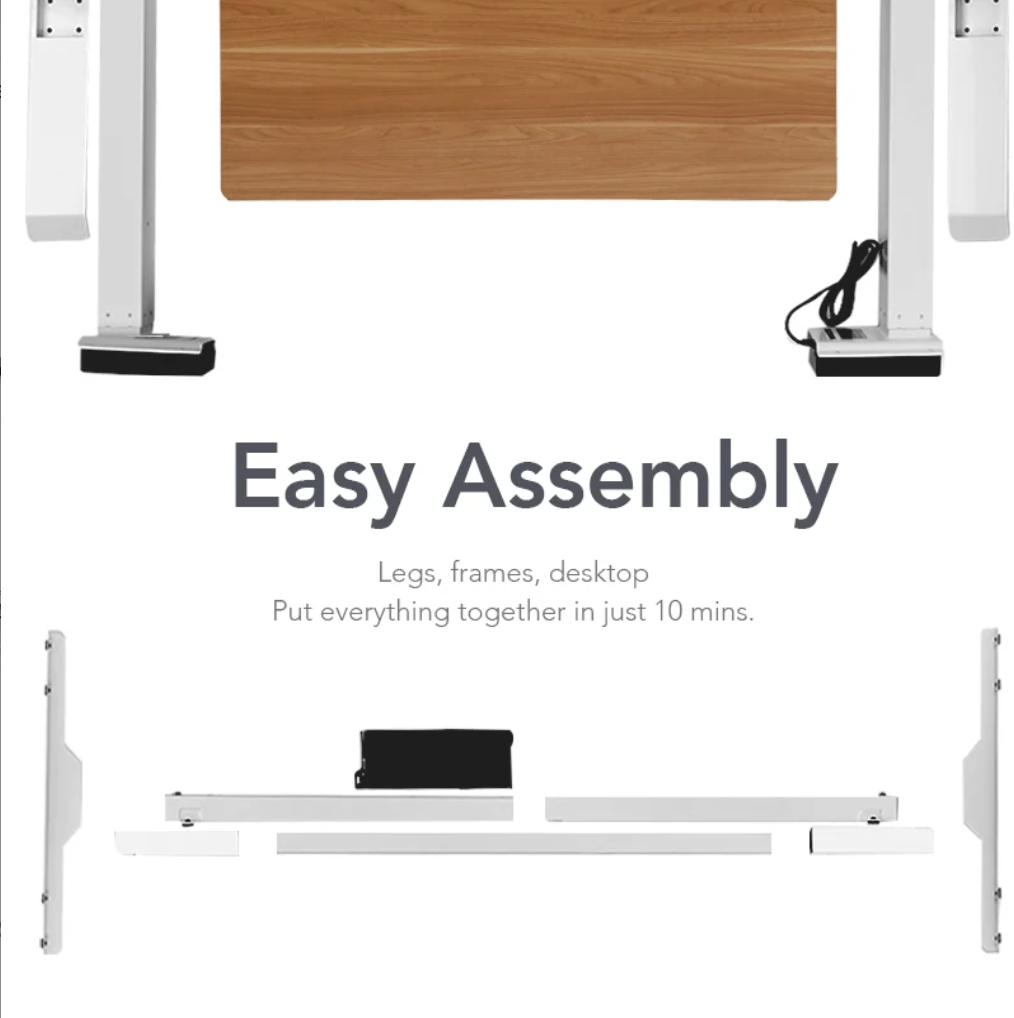 V Standing Desk - Black_White (EC3-03W)