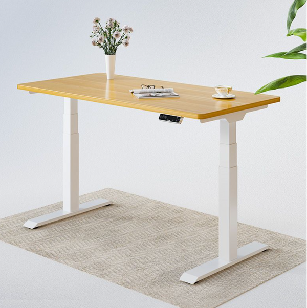 V Standing Desk - Oak_White (EC3-01W)