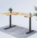 L-SHAPED 2-Legs UP STANDING DESK - Oak_Black (E1L-01B)-2