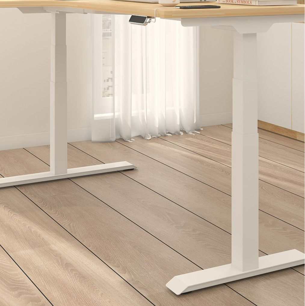 L-SHAPED 2-Legs UP STANDING DESK - Oak_White (E1L-01W)