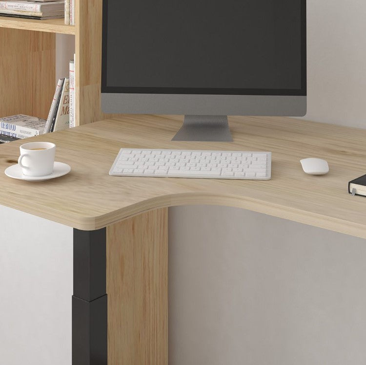 L-SHAPED 2-Legs UP STANDING DESK - Oak_White (E1L-01W)