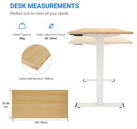 UP STANDING DESK-White_Black (E1-03B)