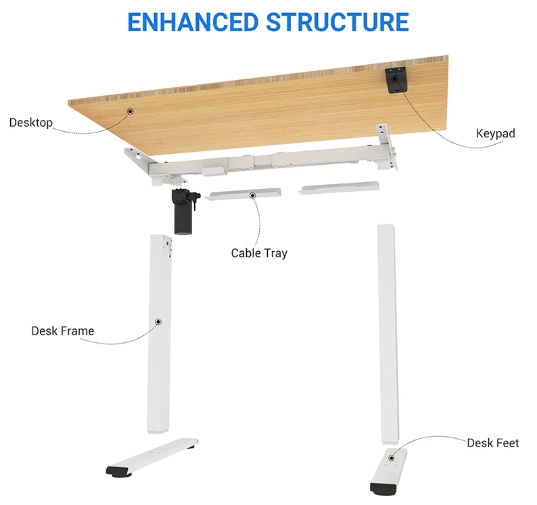 UP STANDING DESK-White_Black (E1-03B)