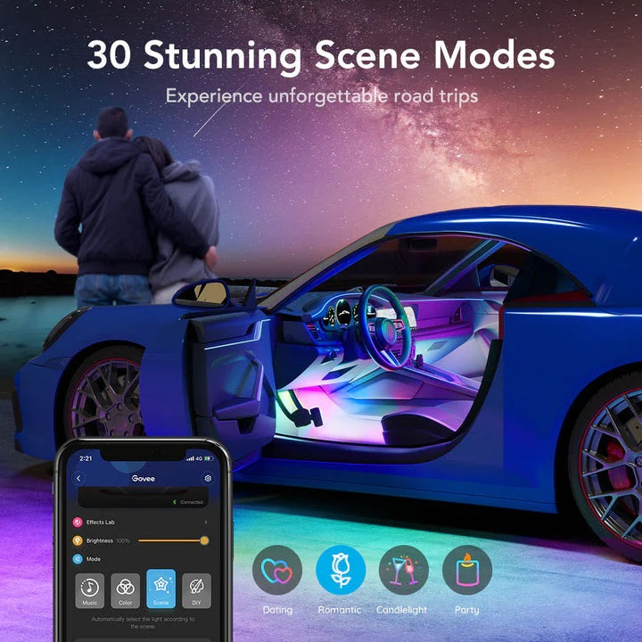 Govee RGBIC Interior Car Lights (30 Scene Mode + 4 Music Mode)-With Remote Control