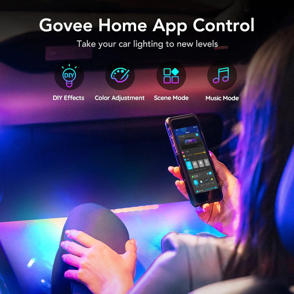 Govee RGBIC Interior Car Lights (30 Scene Mode + 4 Music Mode)-With Remote Control