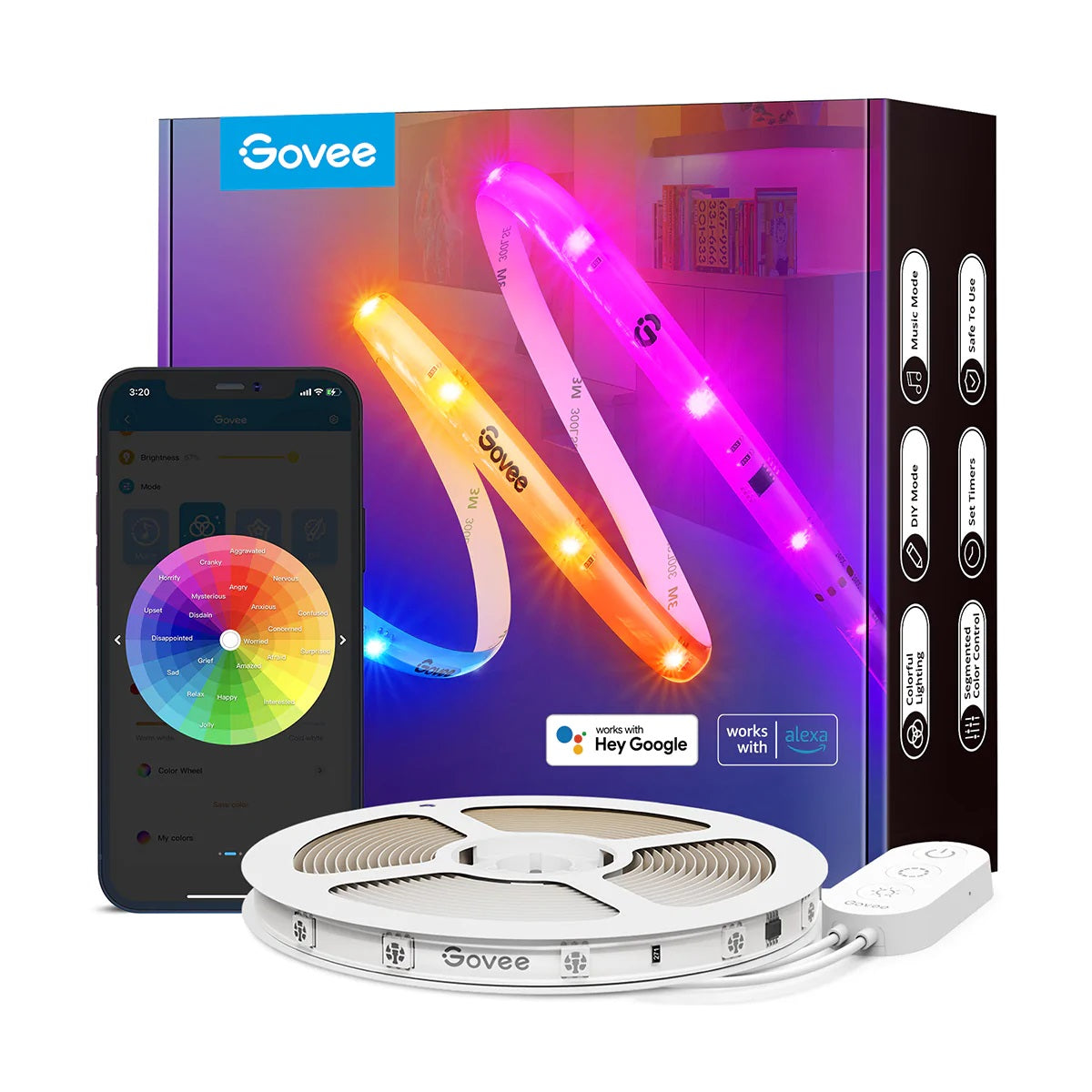 Govee RGBIC Wi-Fi + Bluetooth LED Strip Lights With Protective Coating | WI-FI + 藍牙 LED 燈帶