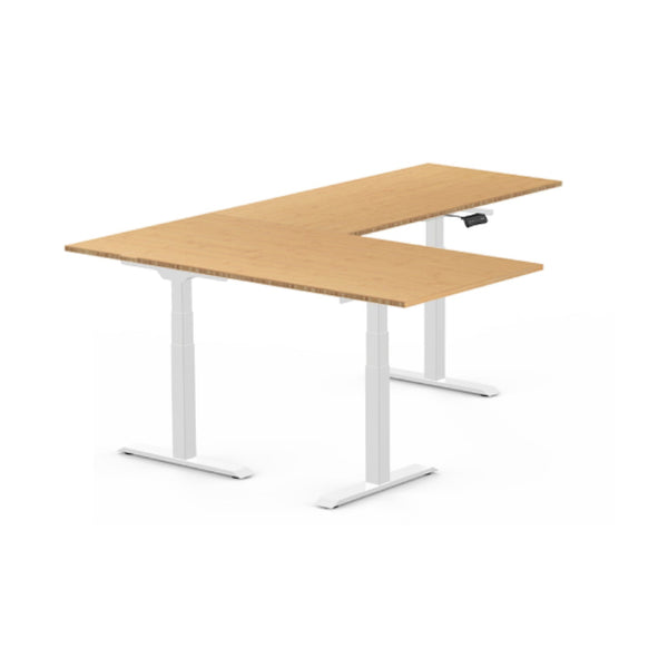 L-Shaped Up Standing Desk - Oak_White (E7L-01W)