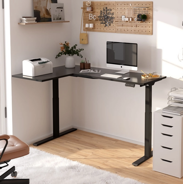 K3L-B  L-Shaped Dual Motors 2 Stages Standing Desk (Black Tabletop with Black Frame)  L形兩節式雙摩打電動升降桌
