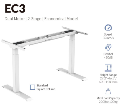 V Standing Desk - Oak_Black (EC3-01B)